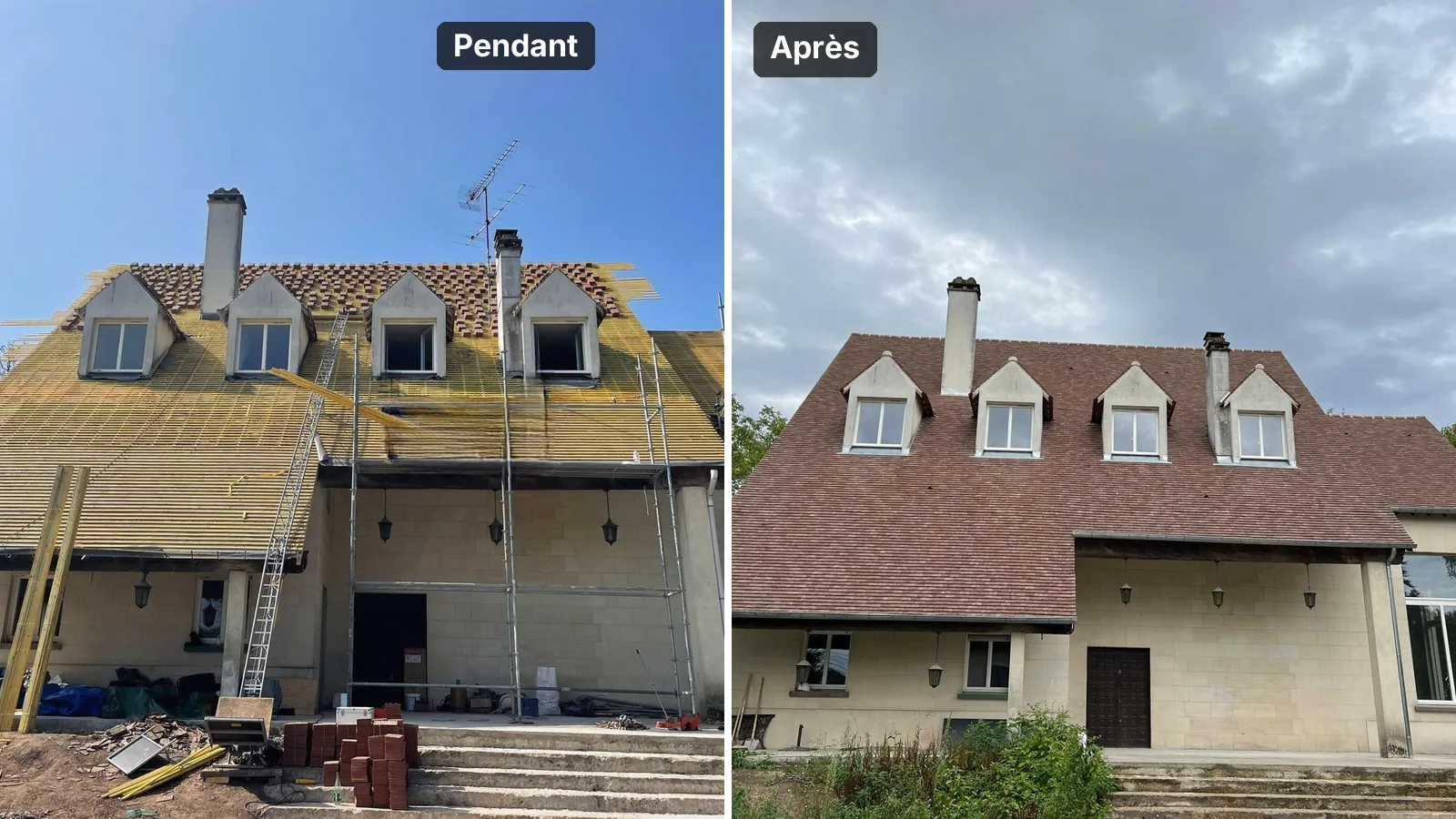 Service : Rénovation et remplacement de toiture : tuile, ardoise, bac acier, zinc